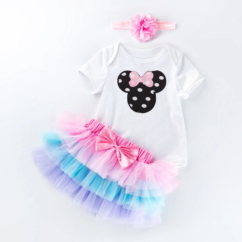 Baby Girl 1 Year Old. Baby Birthday Outfit 3piece for Girl