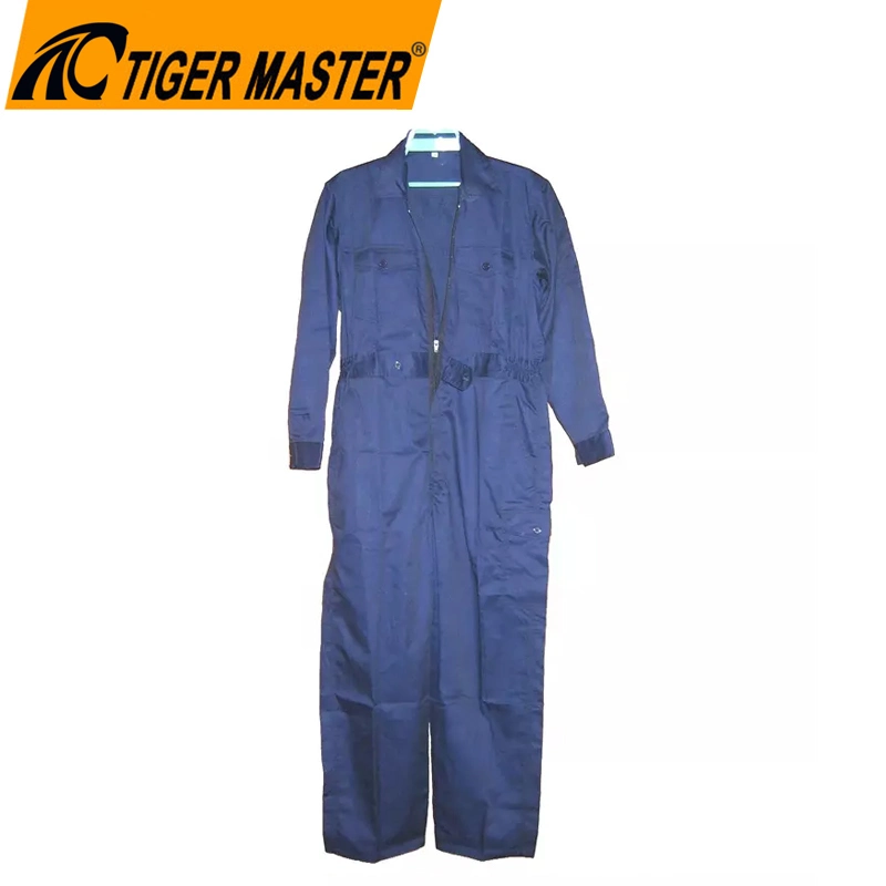 Custom Logo One Piece Navy Blue Cotton Men Working Coveralls Safety Workwear