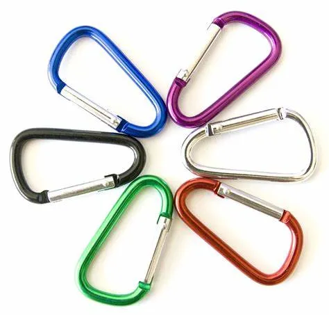 Aluminum Carabiner Lightweight D-Shape Spring Clips for Keychain Climbing Fishing, Hiking Outdoor