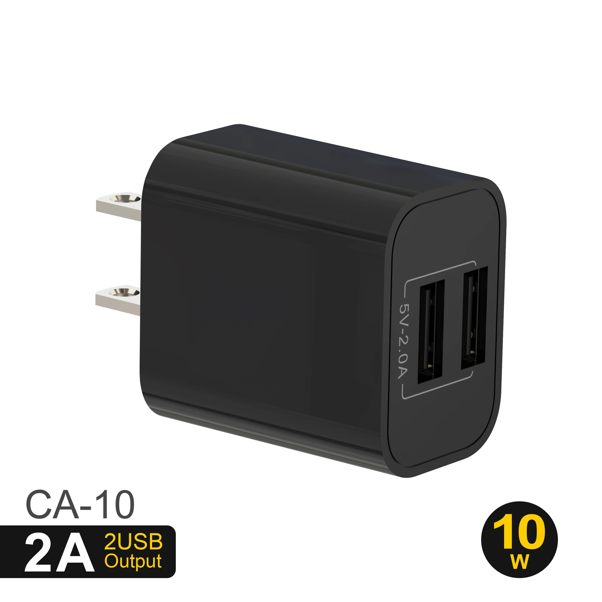 Adaptador de viagem USB duplo 5V2a 10W porta dupla American Standard Carregador de smartphone