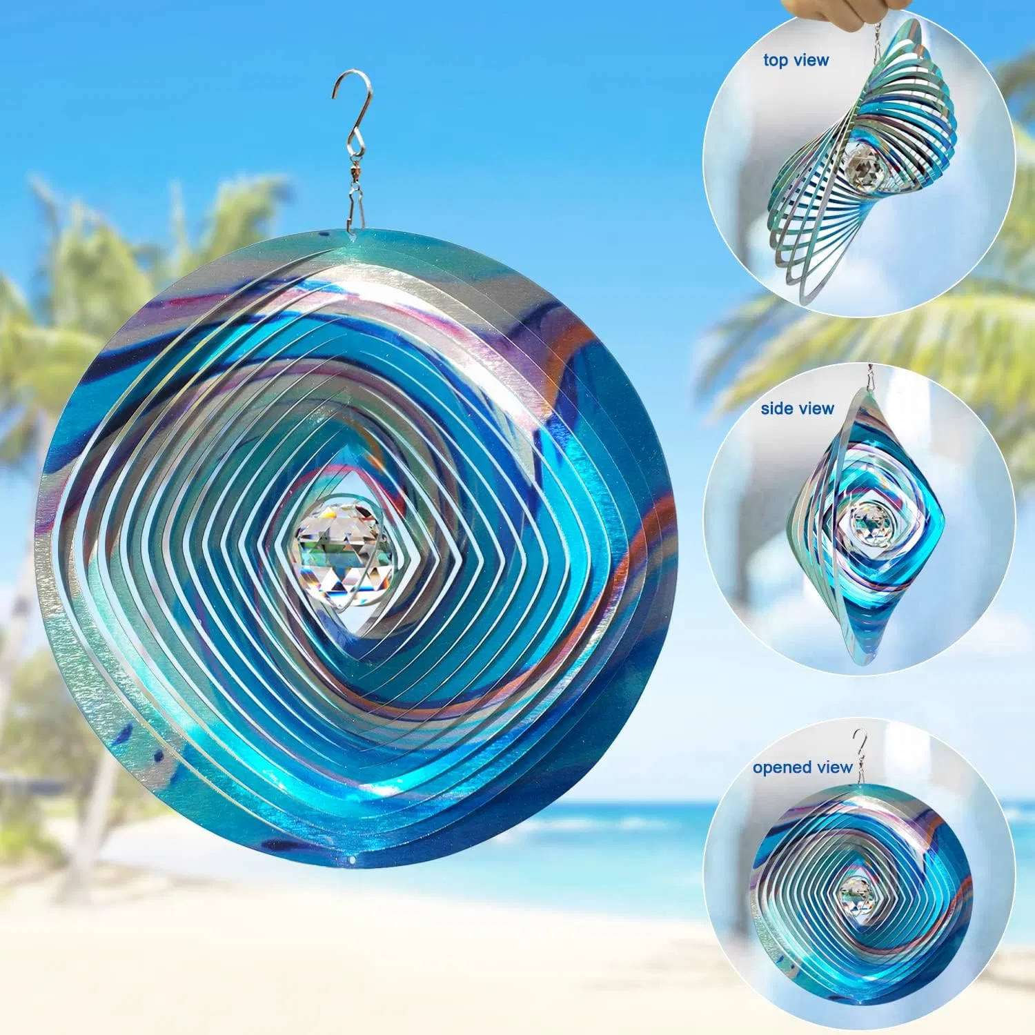 Crystal Ball 3D Stainless Steel Hanging Worth Gift Christmas Decoration Wind Spinner