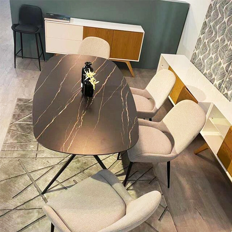 Nordic Modern Dining Room Furniture Wood Dining Table Set with Velvet Chairs