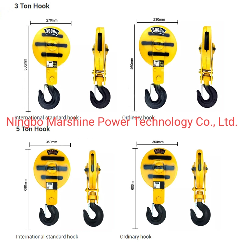 Los ganchos de doble cara personalizado el tendido de alta calidad portátiles de bloque de material duradero de aleación de acero de pulverización de levantar el bloque de la polea grúa eléctrica