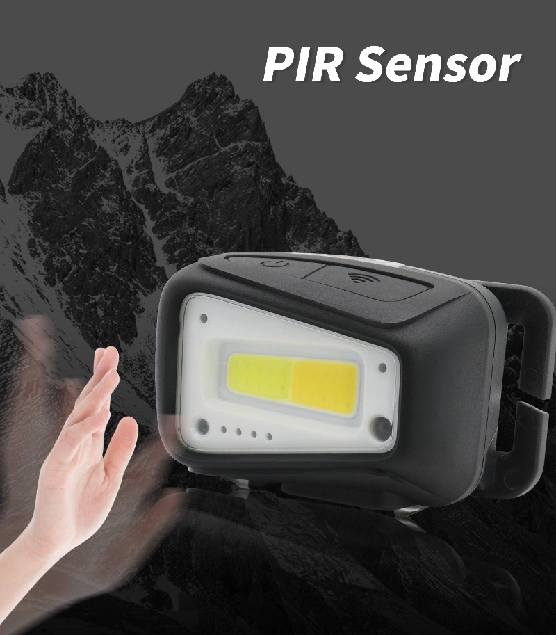 Wholesale 1800mAh Rechargeable COB LED Headlamp Adjustable Degree Inspection Head Lamp with 3 Mode Portable Smart PIR Sensor Headtorch