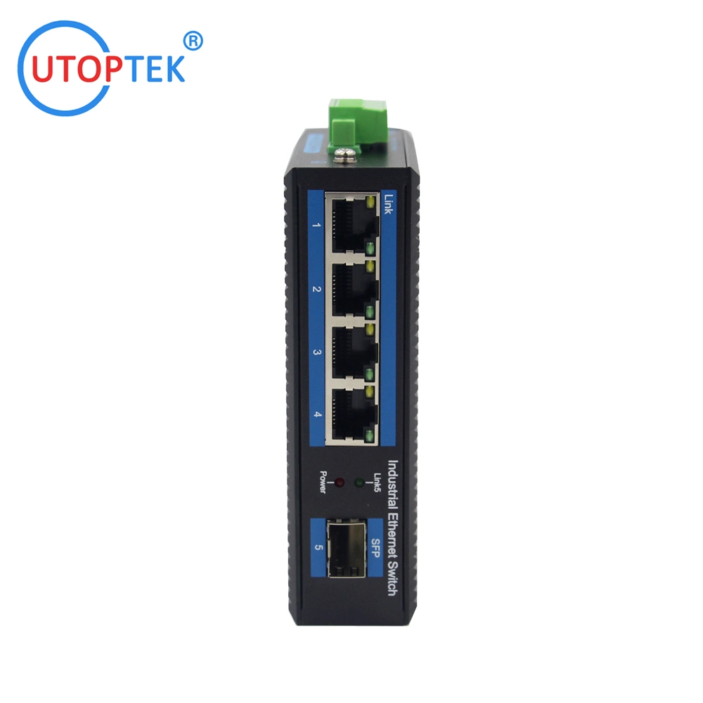 Industrial Ethernet Switch 4X10/100/1000BASE-Tx auf 1X1000base-FX SFP Switch DIN-Schiene 12~52V Leistung