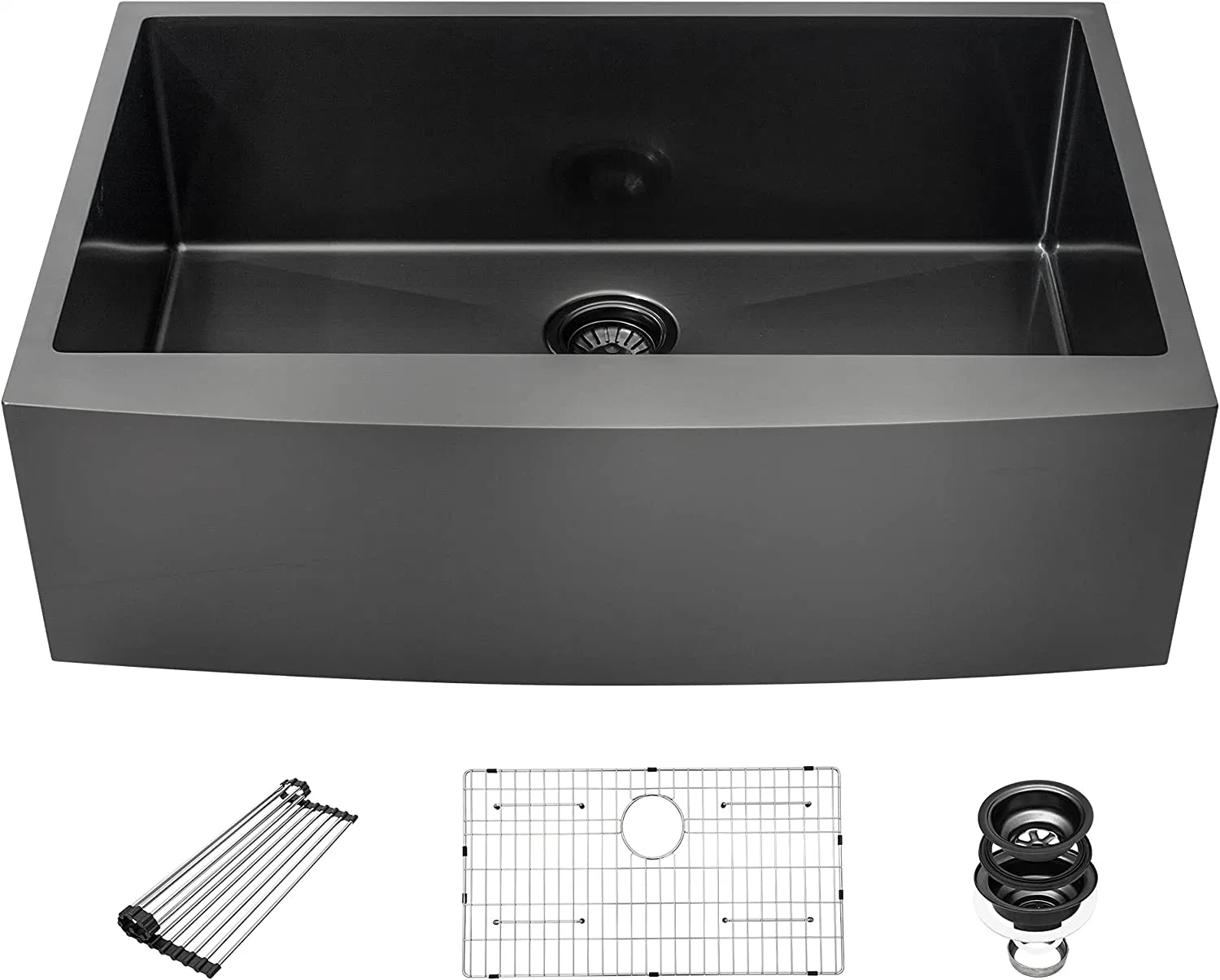 Upc Kitchenware Nano Black Standard Size Single Bowl 304 Stainless Steel Apron Front Handmade Apron Kitchen Sink