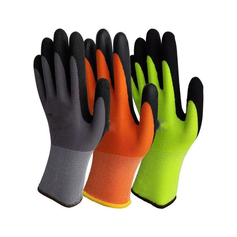 Customized 13G Soft Nylon Knit Liner Anti Grease Latex Coated Work Gloves Men