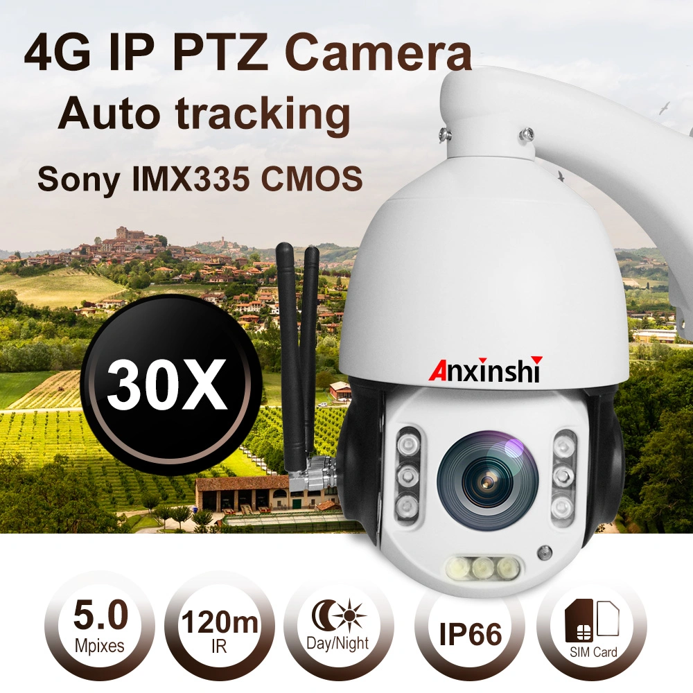 Anxinshi 5MP Starlight 3G 4G Wireless Auto Tracking Câmara IP