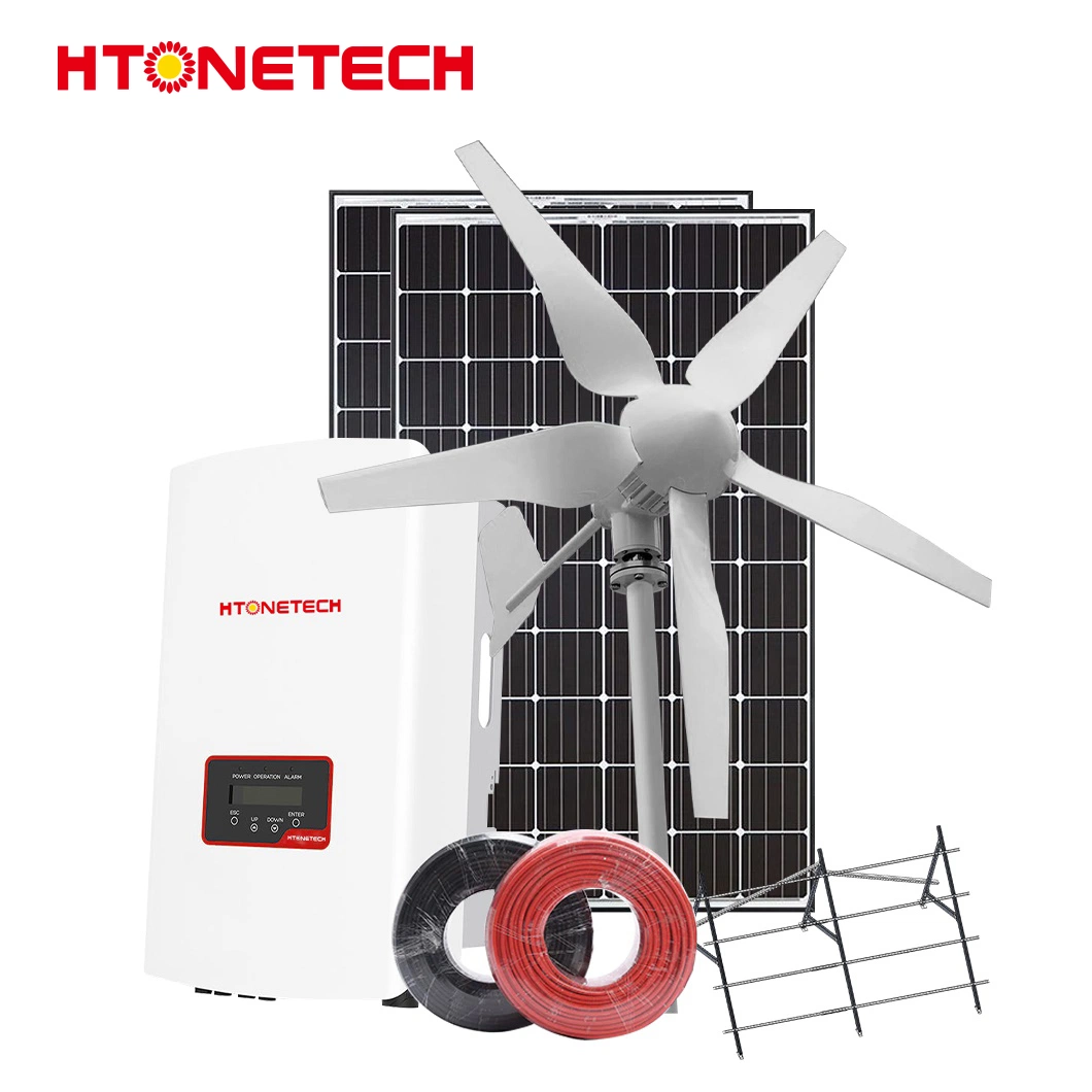 Htonetech China Monocrystalline Silicone Solar Panel Factory 10000W on Grid 3pH Solar Power System with Best Residential Wind Generator