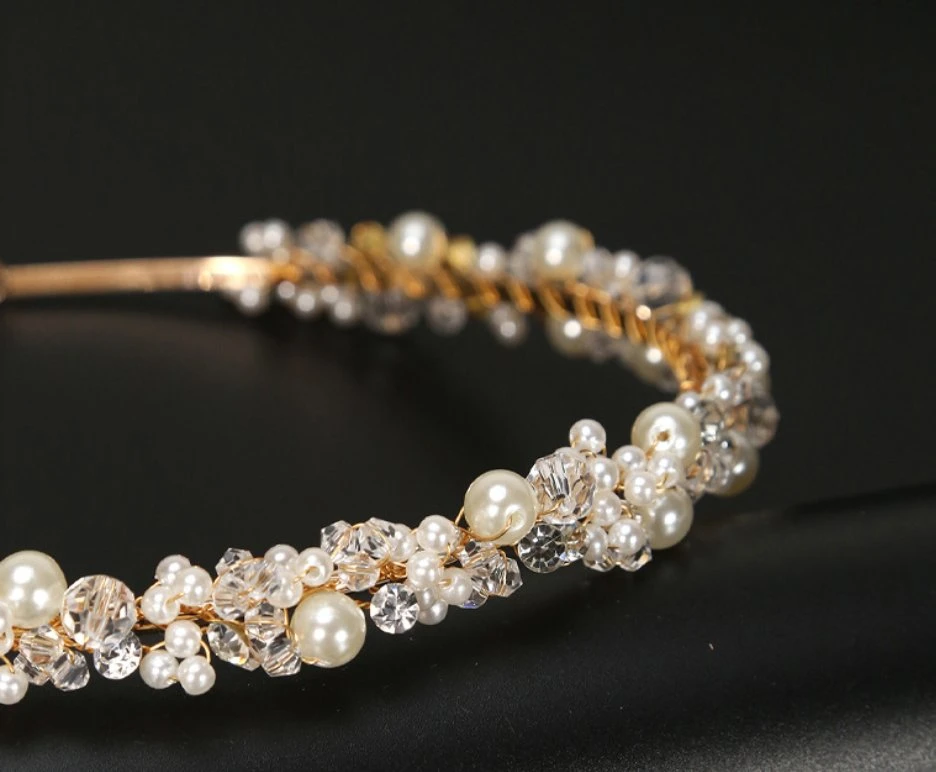 Bridal Jewelry, Bridal Wedding Crystal Headband Tiara. Bridal Vintage Pearl Headband Hair Accessories. Bridal Crystal Tiara Headpiece