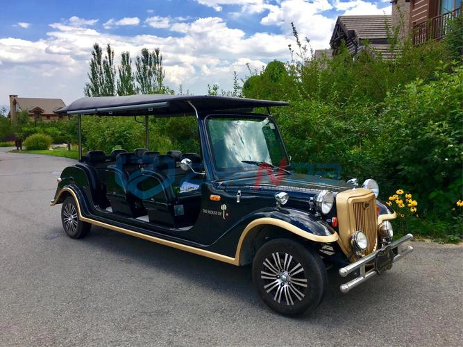 CE Approved Luxury 8 Seats Electric Classic Vintage Car with Tubeless Tires and Aluminum Rim Electric Resort Car