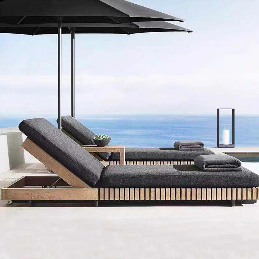 Luxury Outdoor Indoor Wooden Frame Lounger Chairs de madera Jardín tumbonas Tumbona de madera de teca