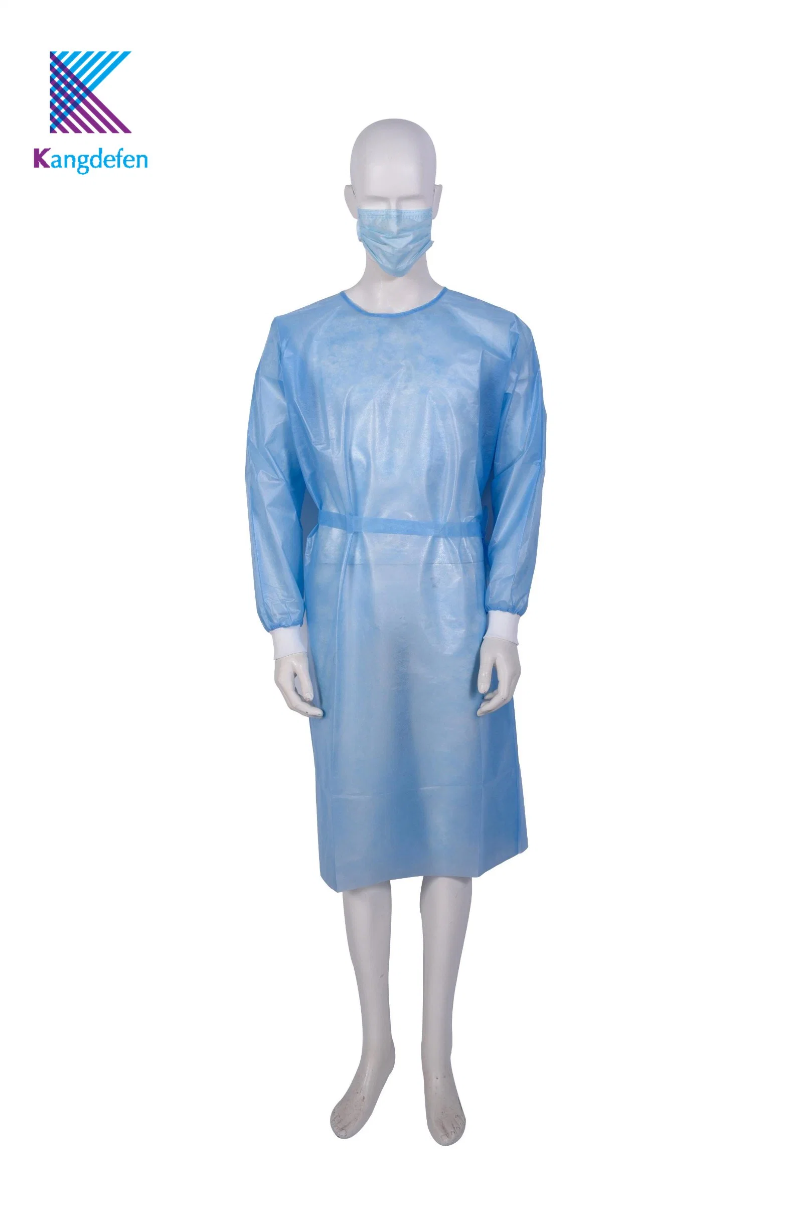 Non Woven Fabric Breathable Waterproof Blue Isolation Gown with Factory Price