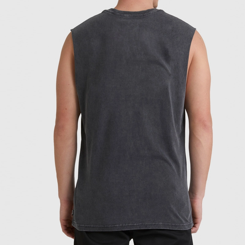 Custom High quality/High cost performance  Cotton Tank Top Vintage Wash Men's Vest for Sports