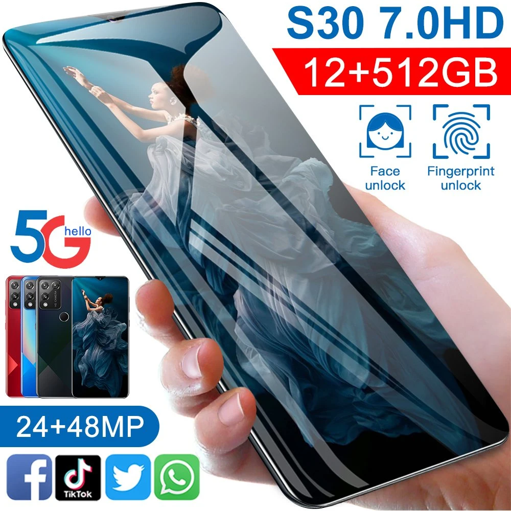 S30 Smartphone Amoled Screen Telephone with Face Unlock, Mobile Phones