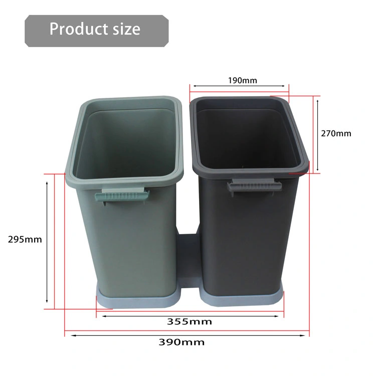 New Design 2 Separate Bucket Eco-Friendly Garbage Dustbins Customized Color Plastic Trash Can for Office and Household