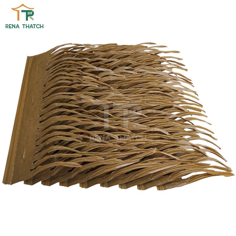 Anti-UV Cheapest Plastic Thatch Palm Synthetic Artificial Palm Thatch Roof Tiles