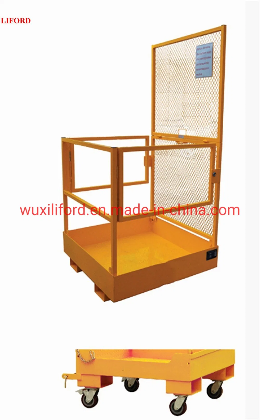 Forklift Jib Grabber Hoist Attachment Fold-Down Forklift Safety Cage Man Basket Nk30 Series