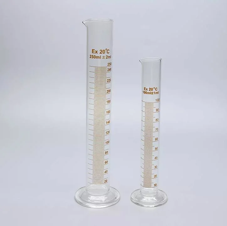 5 ml~2000ml Verrerie de laboratoire Boro3.3 Thick-Walled mesurant Cylindre gradué en verre avec base hexagonale en plastique