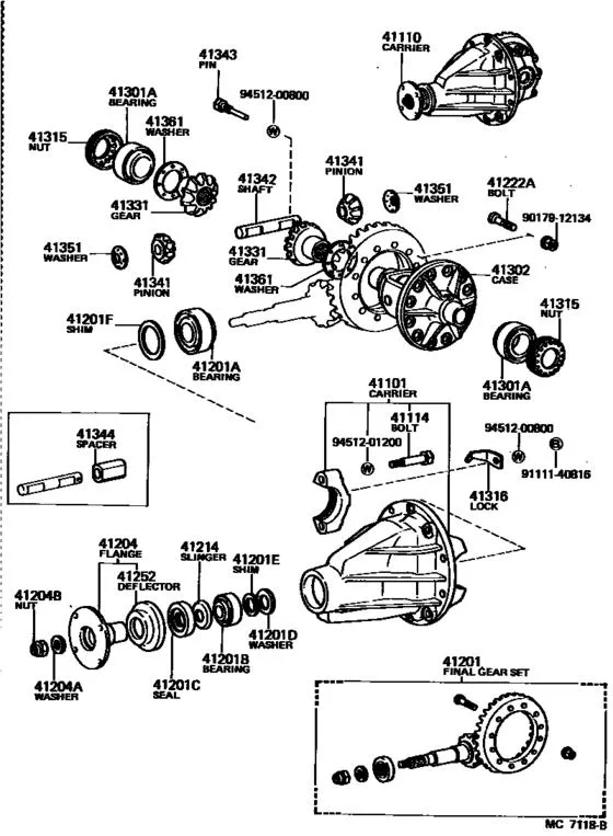 4WD off Road Parts Rear Differential for Land Cruiser Hzj80 70 73 75 77 Without Lock