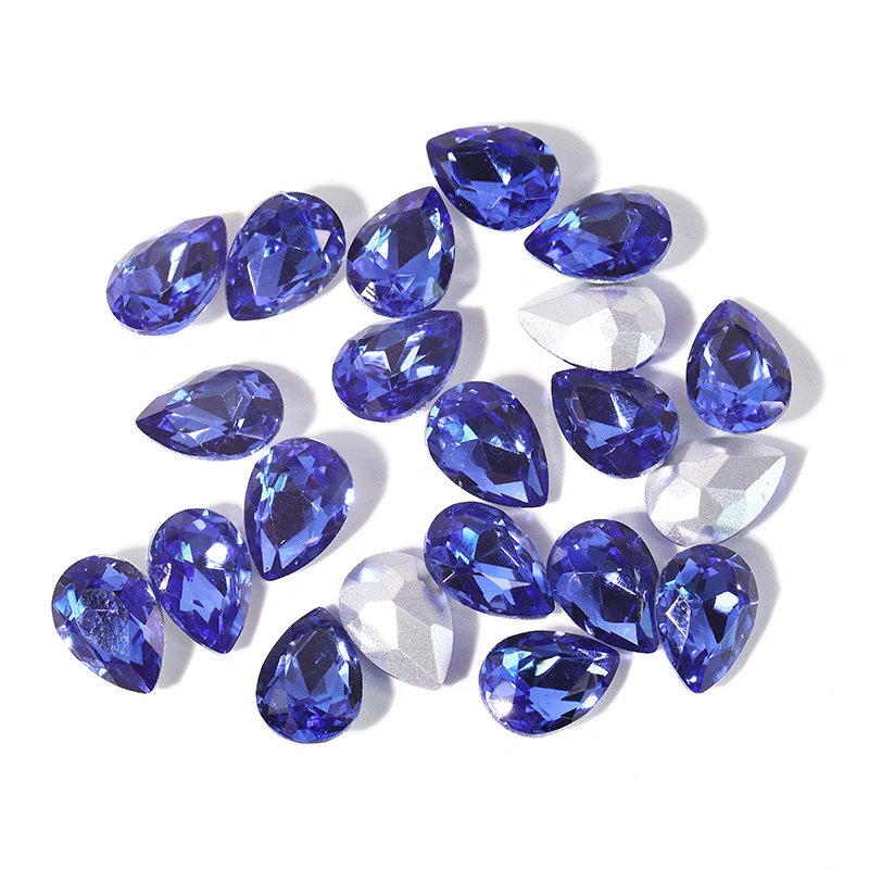 Glass Teardrop Pointback Chatons Rhinestones for Wedding Dress Garments Bag Accessories