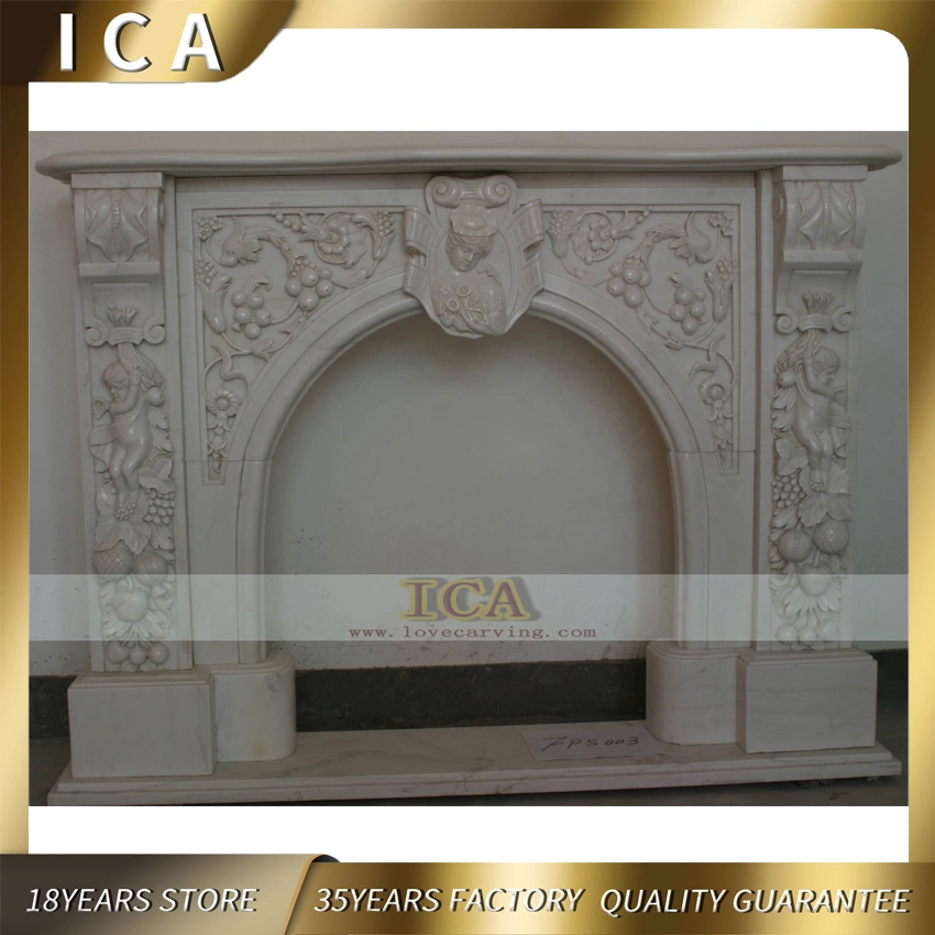 Popular Design Hand Carved White Marble Woman Statues Fireplace