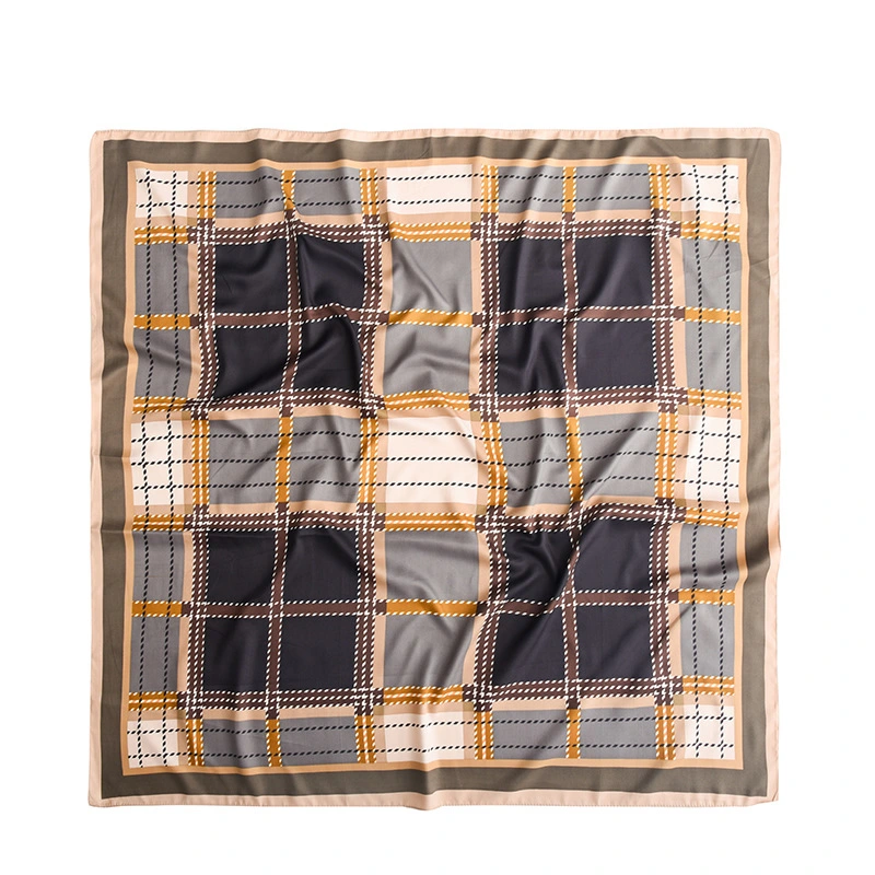 Cuadros escoceses seda bufanda impreso para el cabello de seda pañuelo pañuelo cuadrado tala