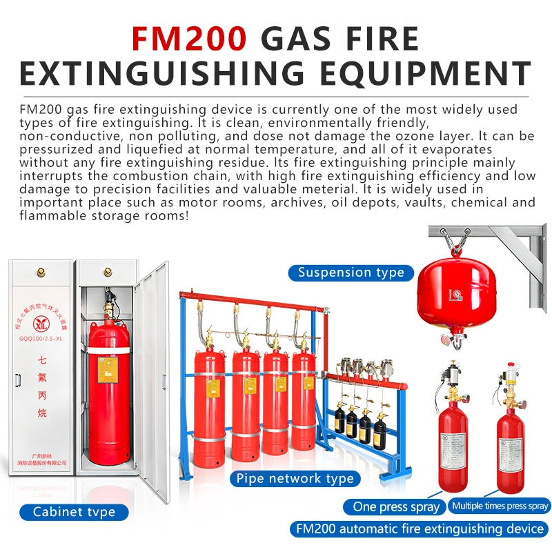 Sistema HFC-227ea de línea de tubería de gas Auto HFC 227ea de alta eficiencia Extintor de incendios para Archivos