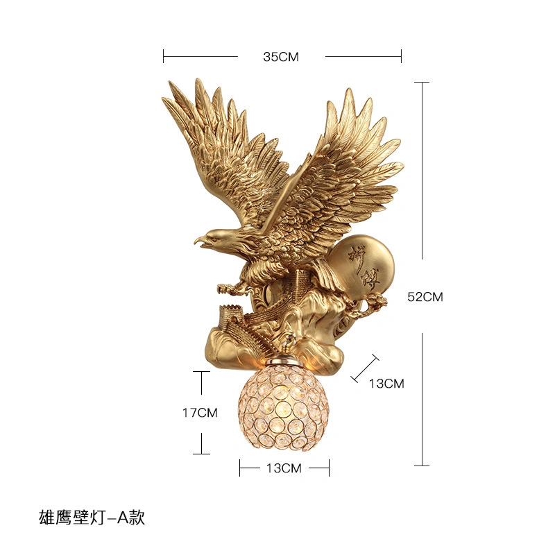 Style nordique Creative Eagle Wall Lamp Livingroom arrière-plan Décoration d'animal