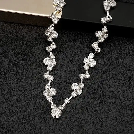 Wedding Women's Silver 925 Jewelry Set Crystal Necklace Earring and Bracelet Set