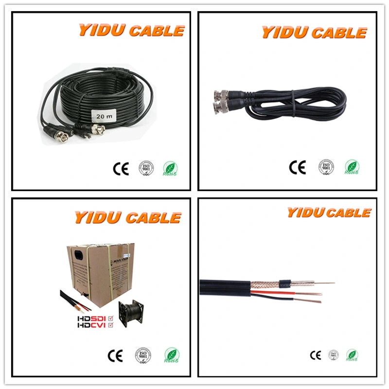 Resistente al agua Low-Loss Transmisión en Tiempo Real Video 4 Core RG59 Cable coaxial de CCTV RG6