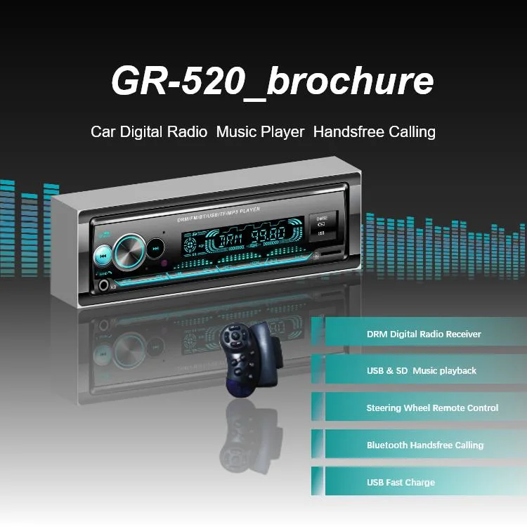 Alimentación directamente de fábrica coche MP3 Reproductor de radio por DRM El sistema de audio con Bt FM cargador de teléfono USB SD Auxiliar de Control Remoto