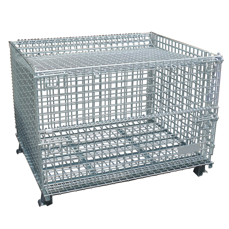 Lockable Wire Mesh Warehouse Metal Storage Cage with Wheels