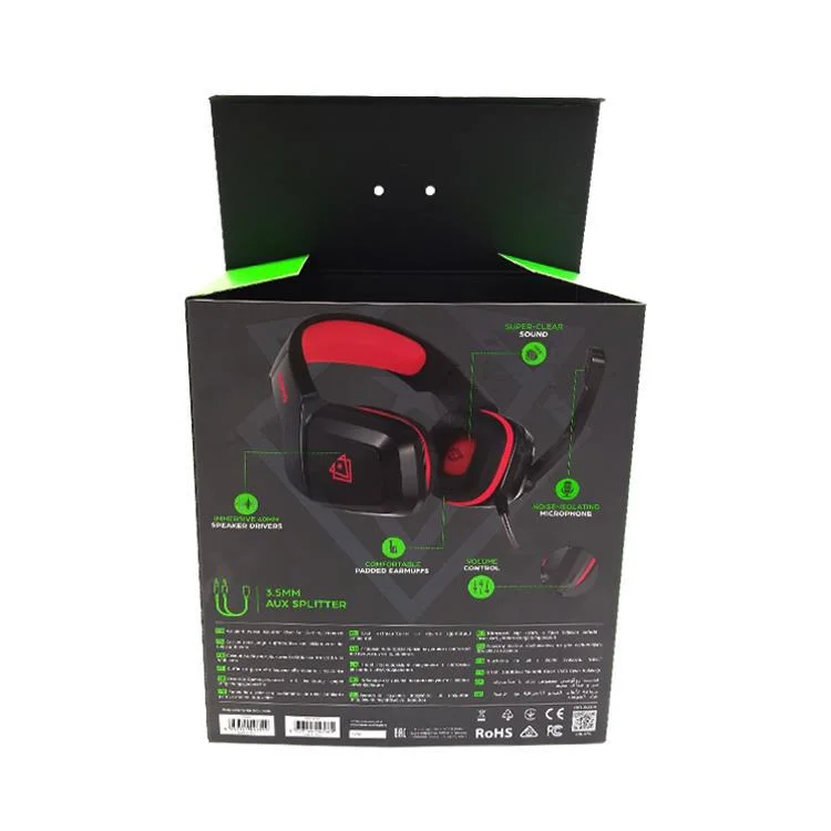 Casque USB haute qualité personnalisé casque filaire de son Surround Gaming Headset casque Boîte de papier de package