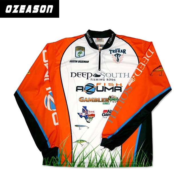 Custom Logo Tournament Zipper Fishing Jerseys Men's Upf 50 Quick Dry Lightweight Fishing Shirt Wear