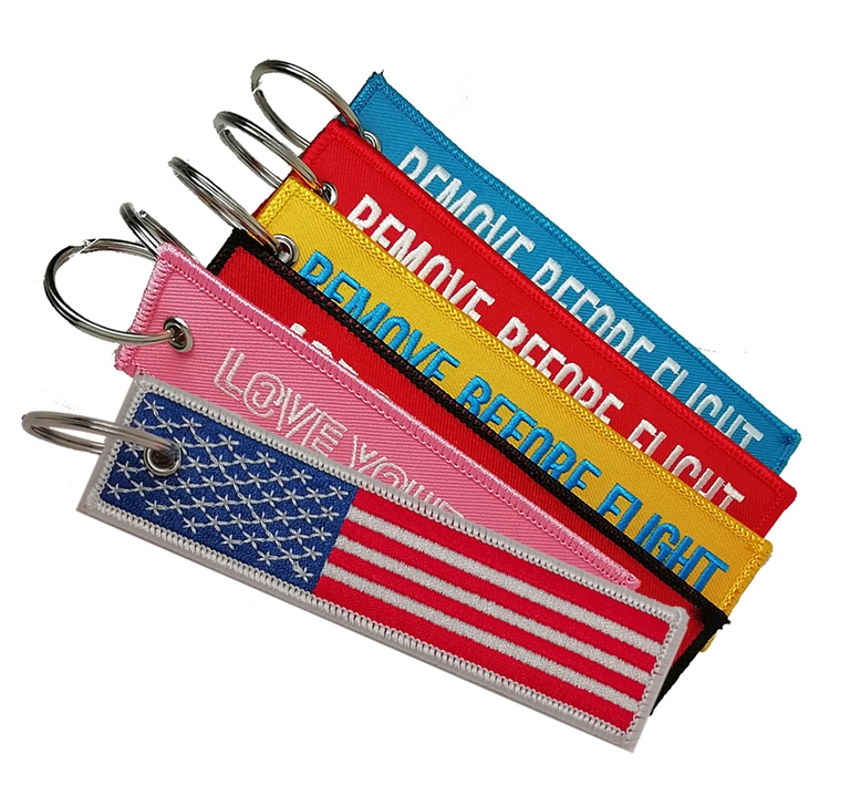 China promocionais de fábrica de forma personalizada de logotipo personalizado Promoção de metal/LED/couro/borracha/PU/PVC chaveiro tecido bordadas Bordados Patch Key Ring