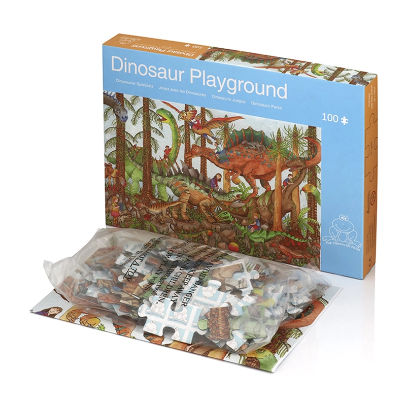 Benutzerdefinierte Dinosaurier Spielplatz Jigsaw Puzzle Spiel Papier Puzzle für Kinder Lernspielzeug