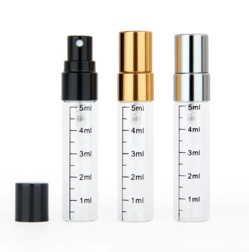 Factory Wholesale/Supplier 5ml Clear Glass Round Perfume Bottle Glass Sprayer Bottle with Measurement