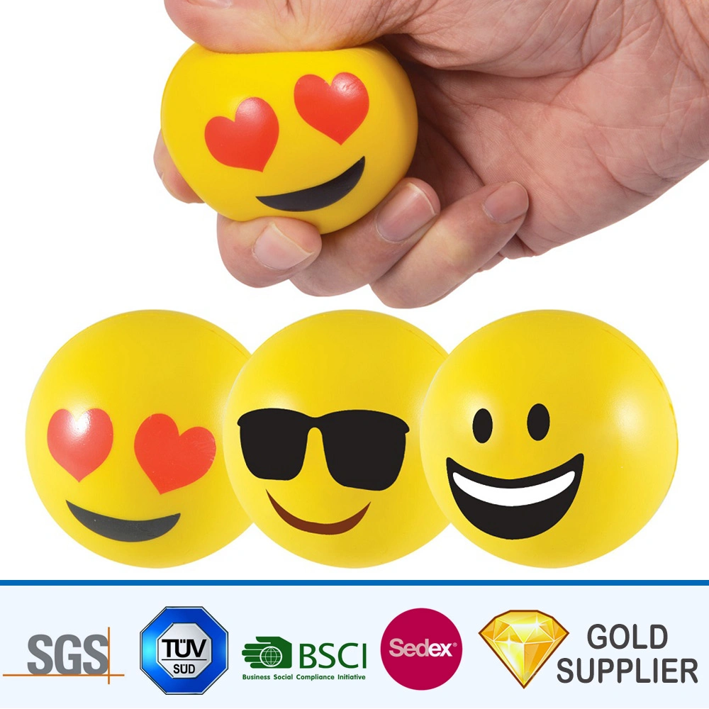 No Minimum Personalized Custom Soft Rubber Color Changing Squishy Stress Relief Fidget Toy Popular Funny Smiley Face Emoji Squeeze PU Anti Stress Ball with Logo