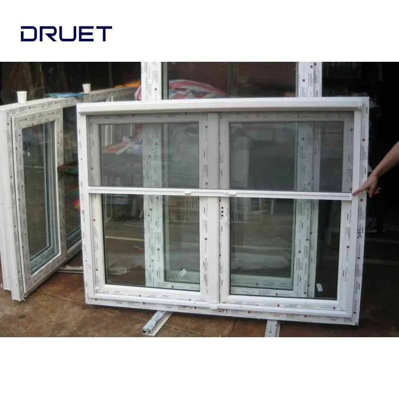 Verticales aisladas al calor Doble vidrio UPVC Tilt Turn Windows