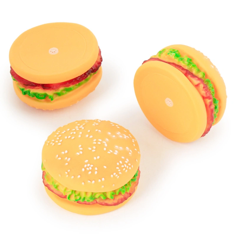 Vinyl Funny Hamburger Shape Sound Squeaky Pet Dog Toys