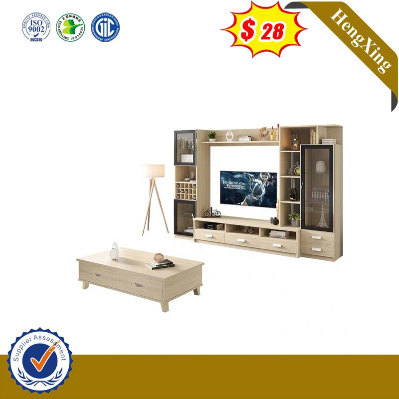 New Model Contemporary High Black Gloss Wall Mounted TV Cabinets with Showcase Plywood TV Stand (UL-9BE285)