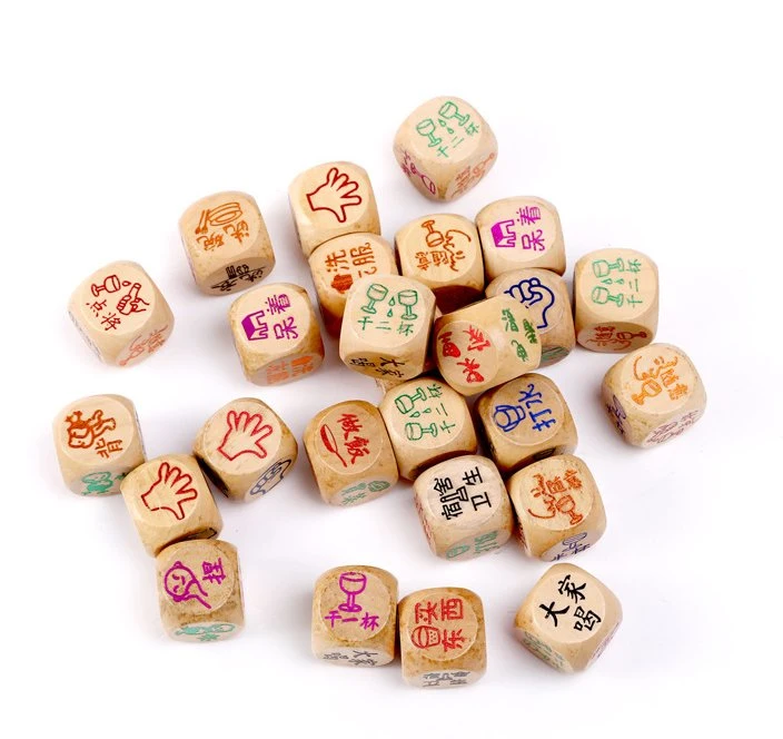 Ready-Made Colorful Decorate Polyhedral Wooden Dice with Printing Logo