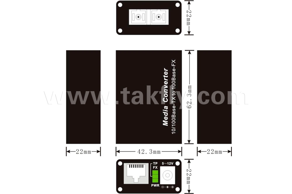 100m de fibra mini Media Converter.