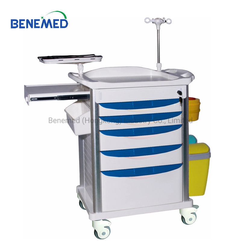 Good Quality Hospital ABS Plastic Mobile Emergency Trolley Bm-Et004