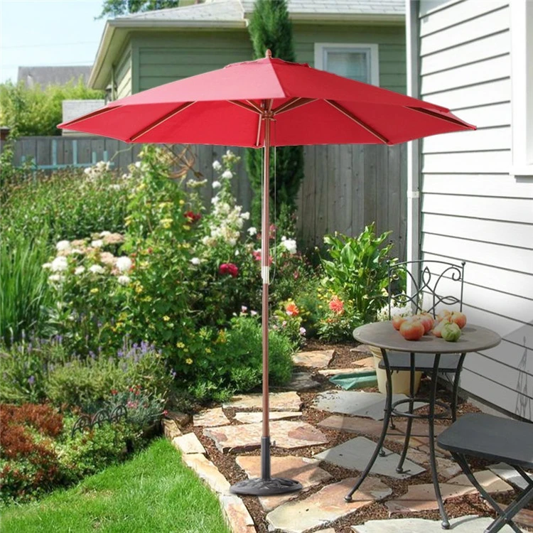 Special Red Color Wooden Parasol Umbrella