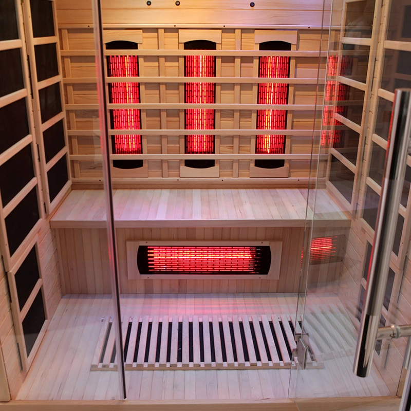 Traditional Full Spectrum with Infrared Glass Door Steam Sauna Wooden Room