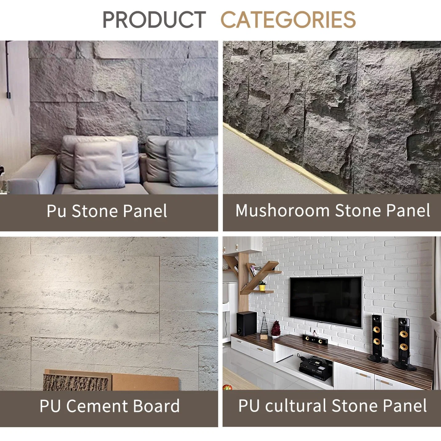 Auuan Polyurethane Light Weight PU Exterior Cladding Stone Wall Claddings Decoration