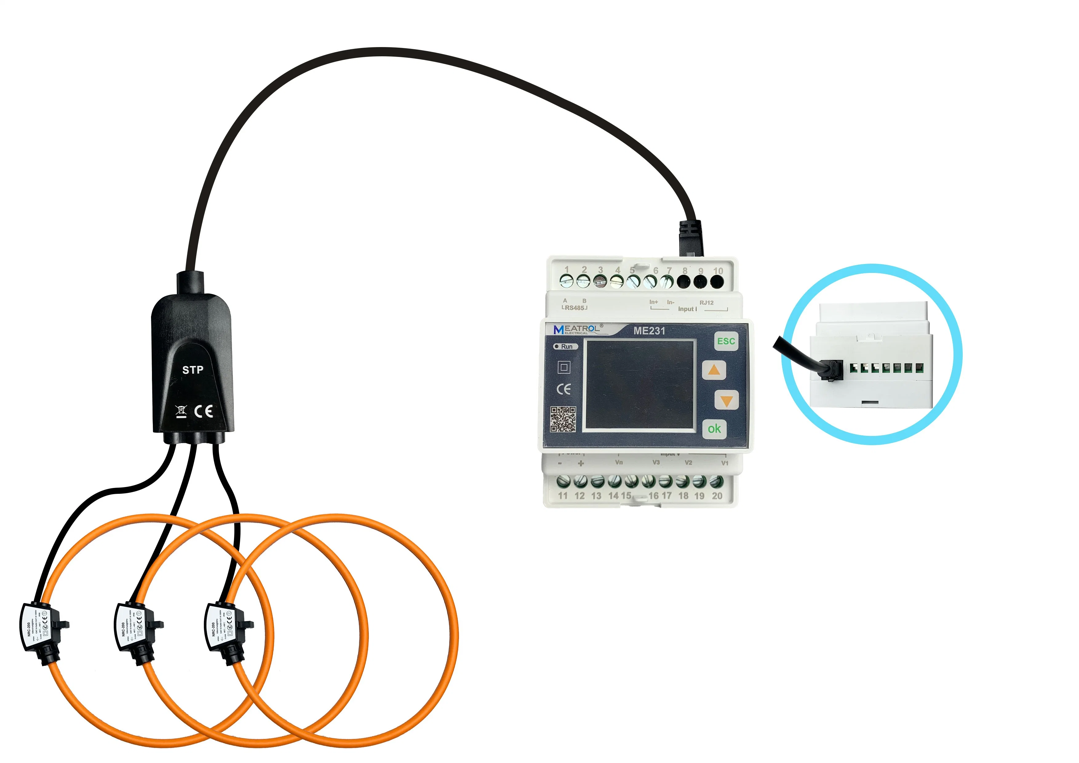 Rogowski Coil Solar System Me231 3 Phase RS485 Electric Energy Power Meter