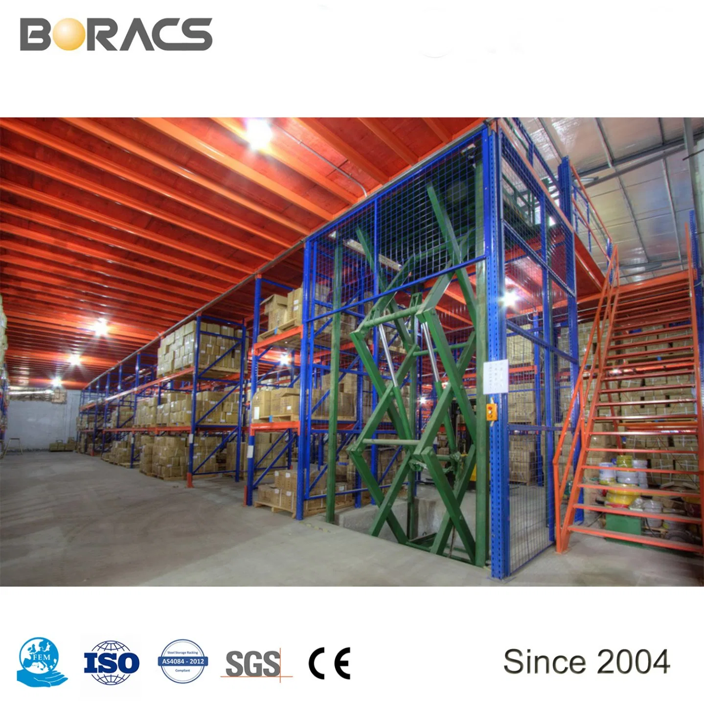 H2.5m~H4m Height Mezzanine Floor Racking with 300kg-1000kg/Sqm